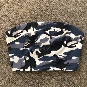 Princess Polly Blue Camo Tube Top